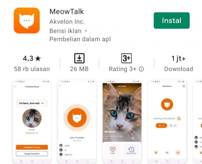 berikut penerjemah lengkapnya bahasa kucing