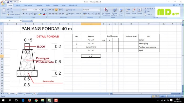 cara menghitung kebutuhan pondasi rumah 5x11
